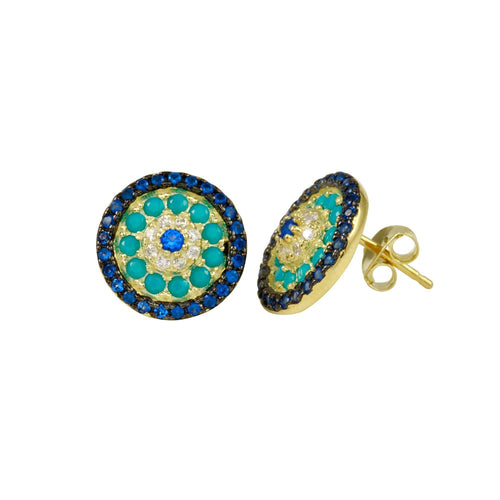 Gold Plated Evil Eye Pave Studs