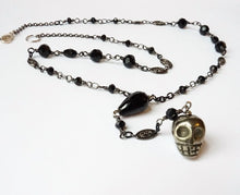 Load image into Gallery viewer, Pyrite I Skull Rosary Style Skull Necklace