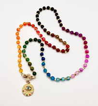 Load image into Gallery viewer, 18K Gold Plated Evil Eye Semiprecious Rainbow Gemstone Beaded Necklace