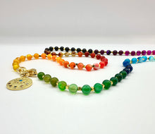 Load image into Gallery viewer, 18K Gold Plated Evil Eye Semiprecious Rainbow Gemstone Beaded Necklace