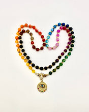 Load image into Gallery viewer, 18K Gold Plated Evil Eye Semiprecious Rainbow Gemstone Beaded Necklace