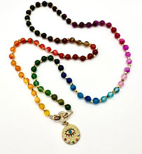 Load image into Gallery viewer, 18K Gold Plated Evil Eye Semiprecious Rainbow Gemstone Beaded Necklace