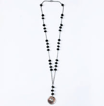 Load image into Gallery viewer, Black Spinel Skull Rosary Style Necklace