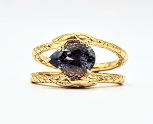 Ouroboros Infinity Grey Spinel 14K Yellow Gold Ring