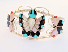 Load image into Gallery viewer, Zuni Handmade Sterling Silver Turquoise Butterfly Bracelet