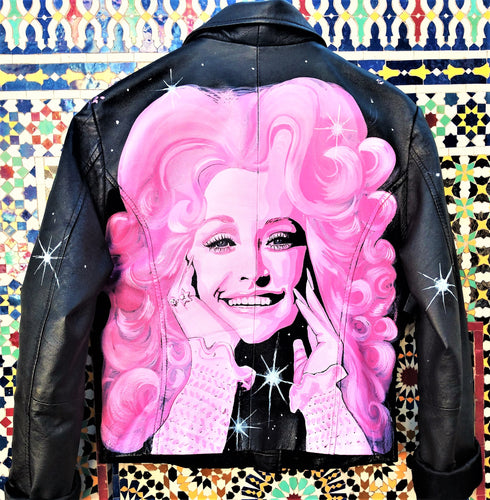 Dolly Parton Hand Painted Custom Jacket Sz M