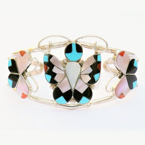 Zuni Handmade Sterling Silver Turquoise Butterfly Bracelet