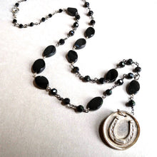 Load image into Gallery viewer, Get Lucky Rosary Style Horseshoe Necklace