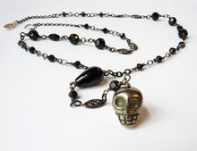 Load image into Gallery viewer, Pyrite I Skull Rosary Style Skull Necklace