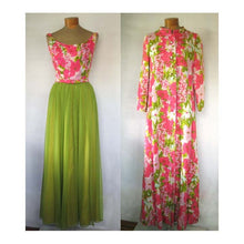 Load image into Gallery viewer, Stunning Vintage 1960&#39;s Floral Coat &amp; Chiffon Dress Brocade Ensemble Original by Gale Mitchell